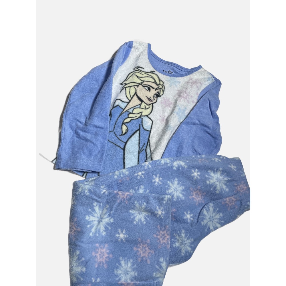 Disney Frozen Pajama Set Girls S 6 Blue Elsa Fleece Snowflake Sleepwear Cozy